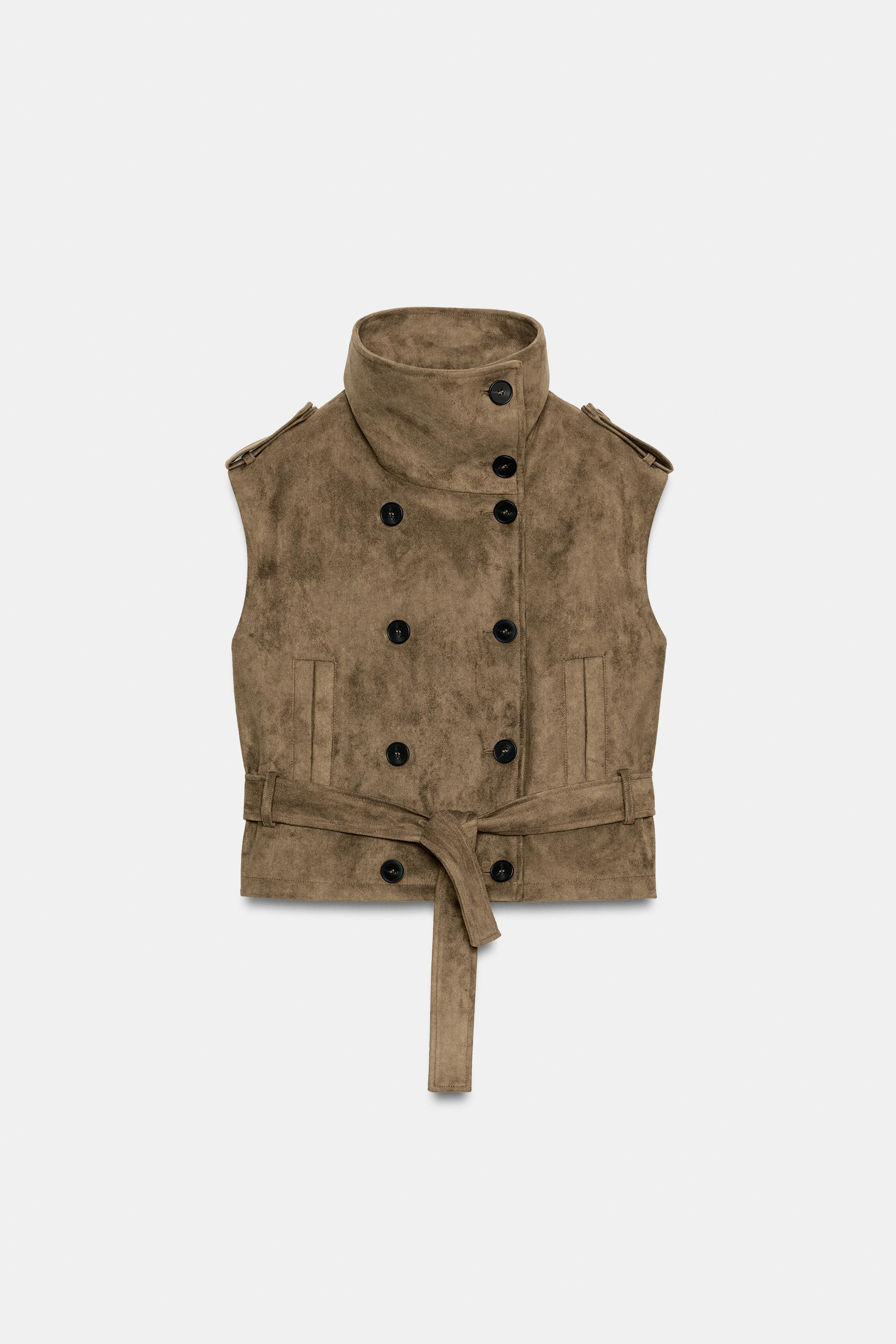 FAUX SUEDE BELTED VEST | Zara US