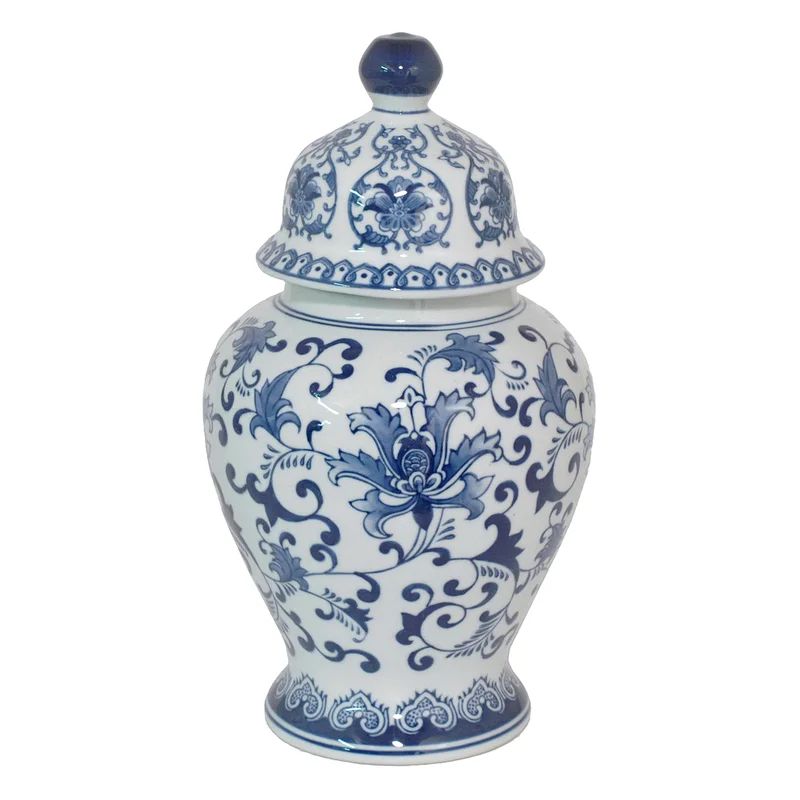 Hadden Blue/White 14.5'' Porcelain Ginger Jar | Wayfair North America