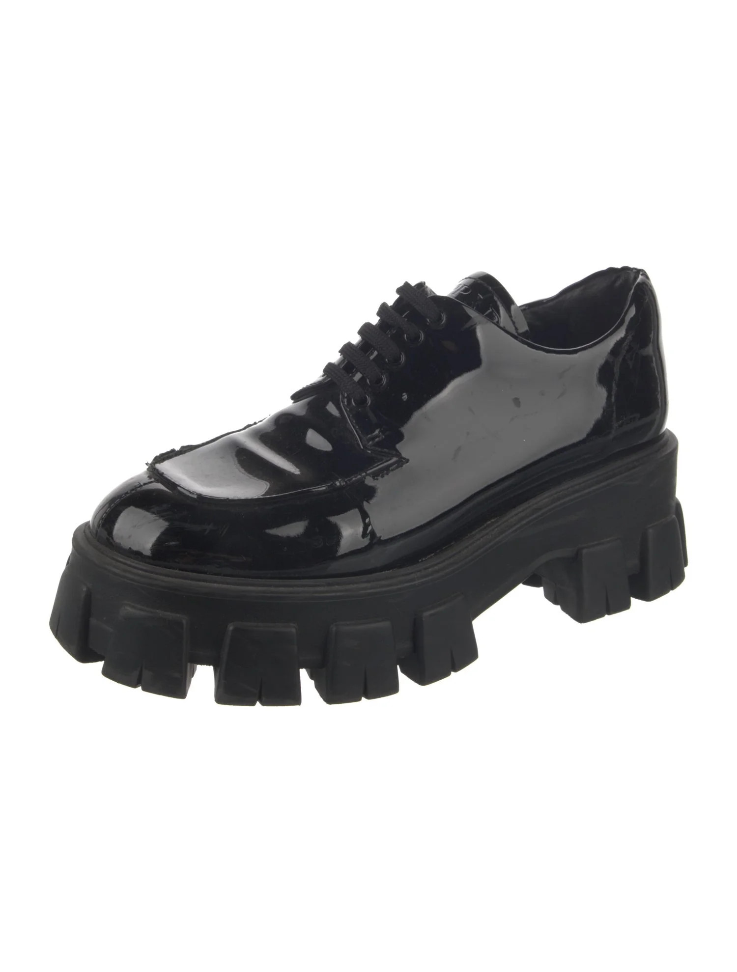 PradaMonolith Oxford Patent Leather Oxfords | The RealReal
