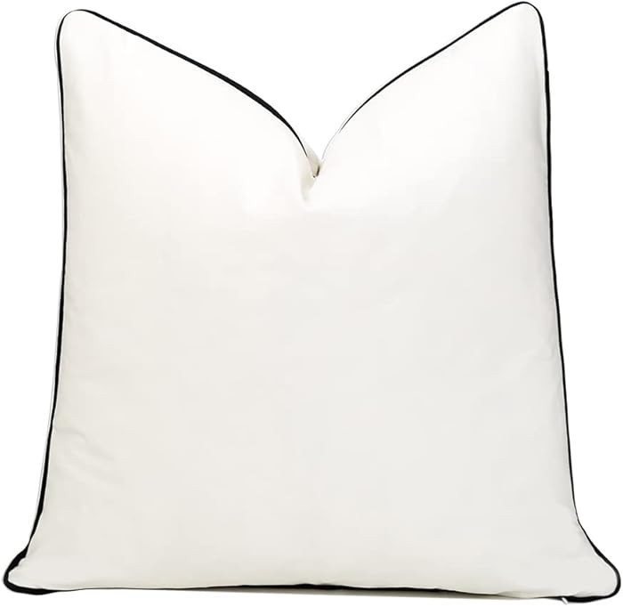 Luxury 20x20 Inch White and Black Velvet Throw Pillow Covers, Velvet with Contrast Piping, Super ... | Amazon (US)
