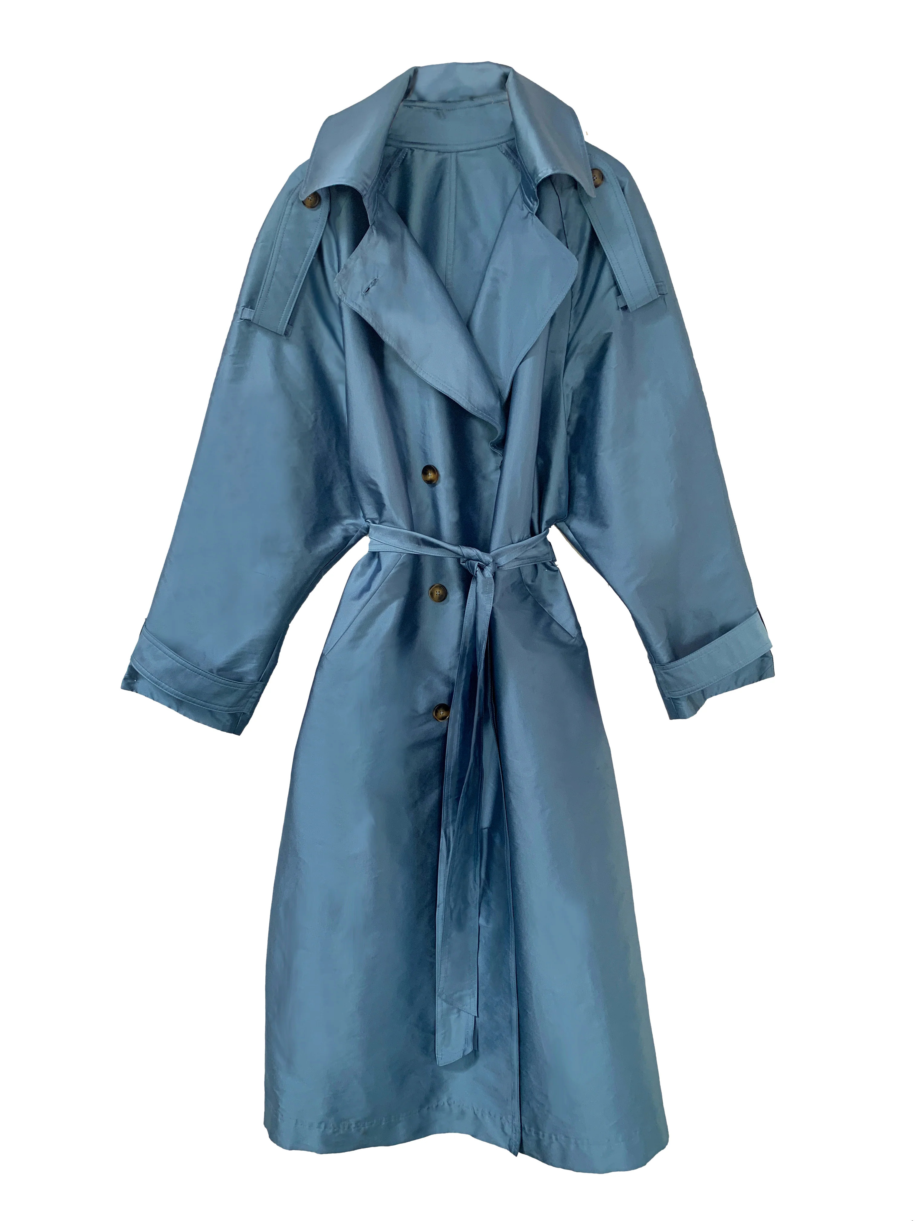 Delia Long Oversized Trench- Pale Blue | BAACAL Limited, LLC