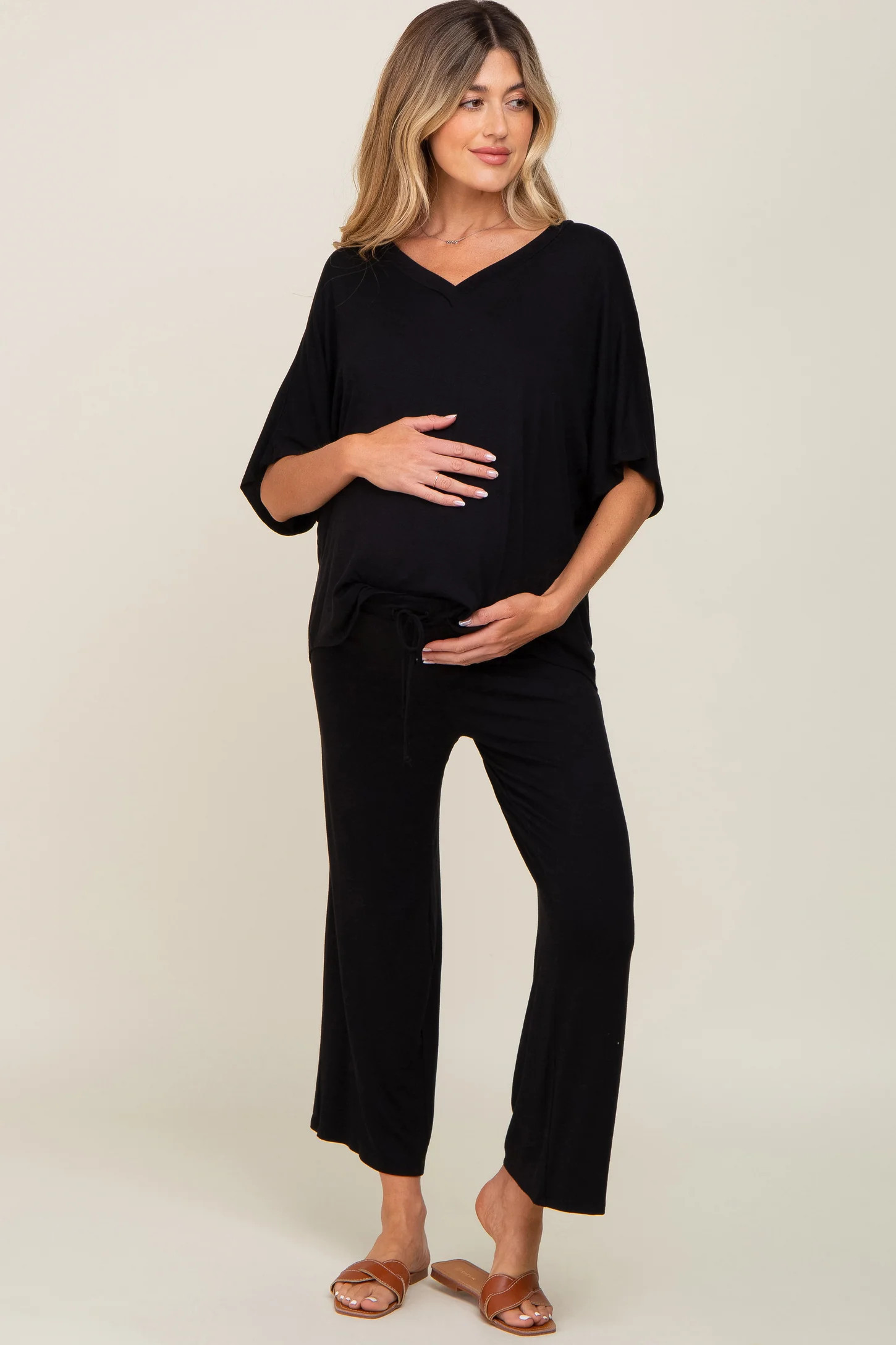Black Cropped Pant Maternity Set | PinkBlush Maternity