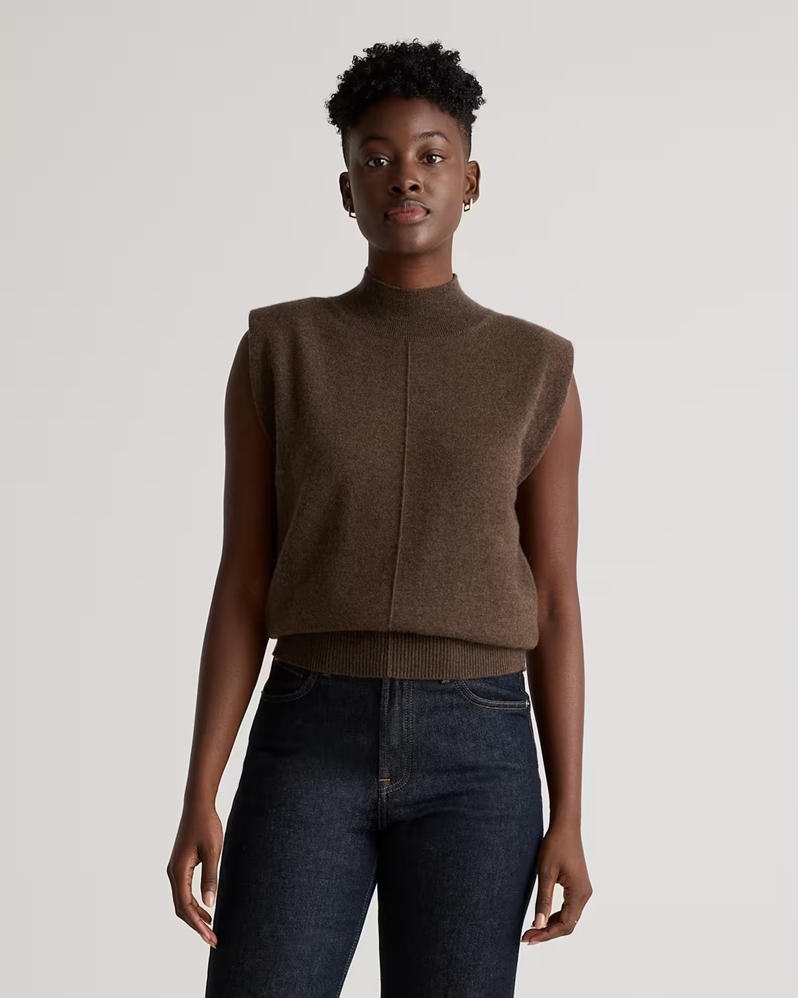 Mongolian Cashmere Padded-Shoulder Sweater Tank | Quince