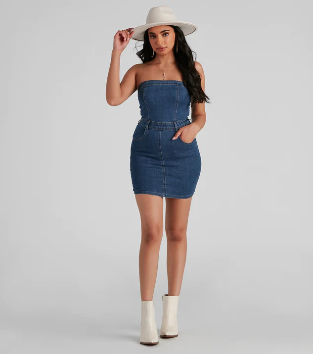 Chic Cutie Denim Tube Dress | Windsor Stores