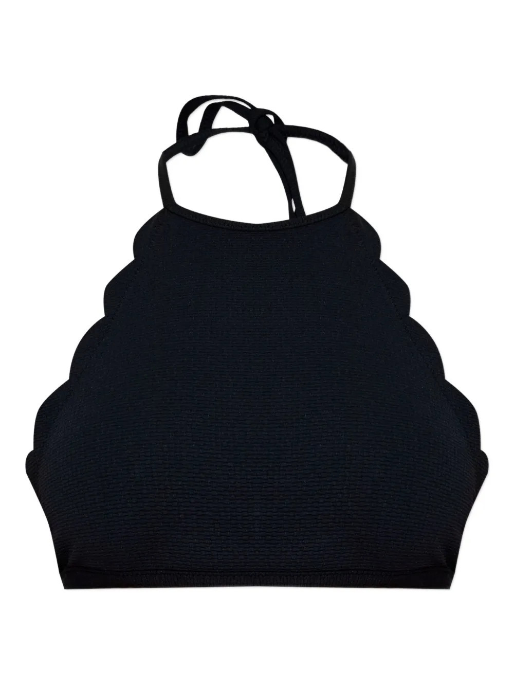 Marysia scallop-edge halter bikini top - Black | Farfetch Global