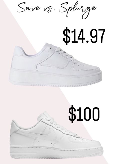 White sneaker save vs splurge! Nike Air Force one vs Walmart for $15

sneaker find // comfy sneakers // Walmart shoes // sneakers under $20

#LTKshoecrush #LTKFind #LTKunder50