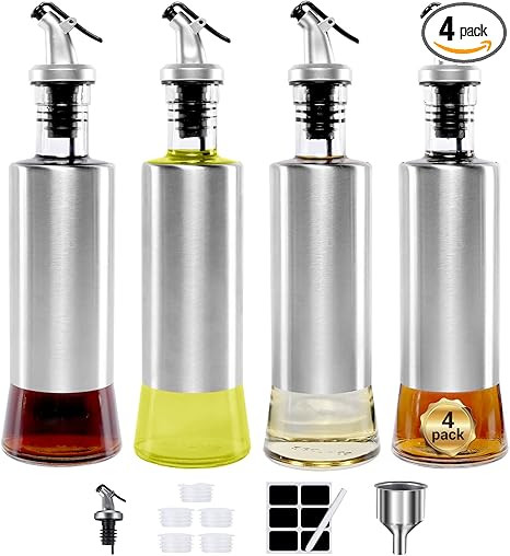 Glass Octopus 11oz Olive Oil and Vinegar Dispenser Set for Kitchen, Premium Stainless Steel Oil B... | Amazon (US)
