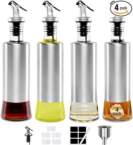 Glass Octopus 11oz Olive Oil and Vinegar Dispenser Set for Kitchen, Premium Stainless Steel Oil B... | Amazon (US)