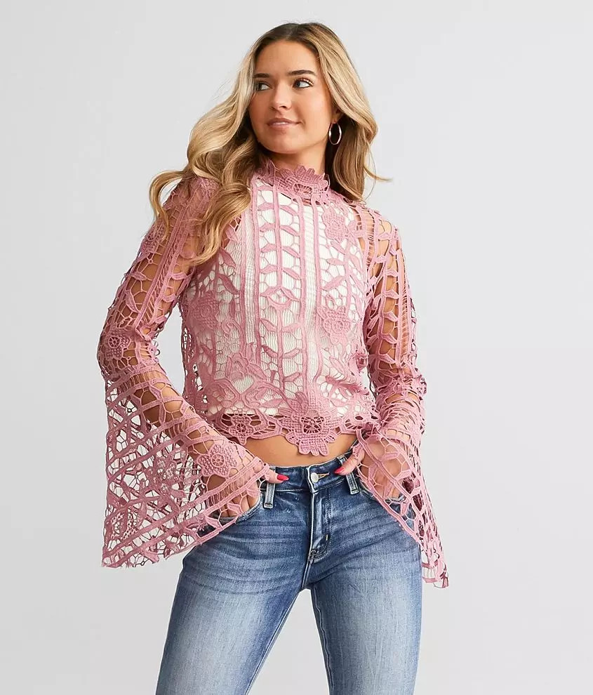 Crochet Mock Neck Top | Buckle