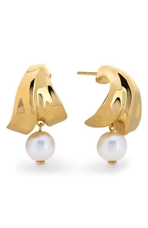 Monica Vinader Nomade Small Freshwater Pearl Drop Earrings in 18K Gold Vermeil /Pearl at Nordstrom | Nordstrom