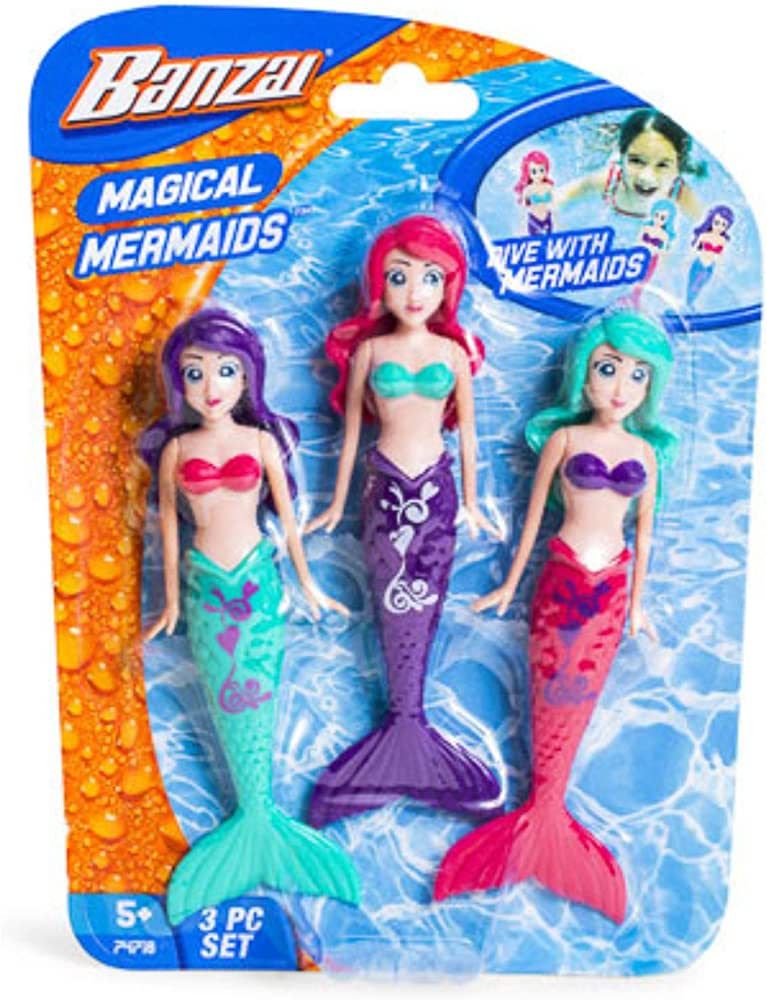 Fun Stuff Banzai Spring and Summer 3 Piece Magical Mermaid Dolls, in Assorted Colors | Amazon (US)
