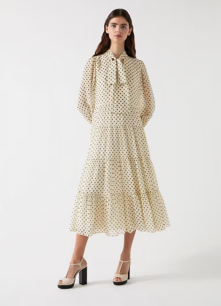 Polly Birch & Black Tie Neck Georgette Dress | L.K. Bennett (UK)