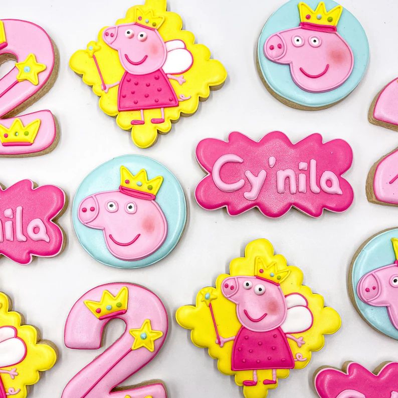Peppa pig sugar cookies, one dozen cookies, Custom Peppa pig cookies, Birthday cookies, royal ici... | Etsy (US)