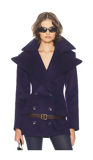 The Dramatic Collar Peacoat in Navy | Revolve Clothing (Global)