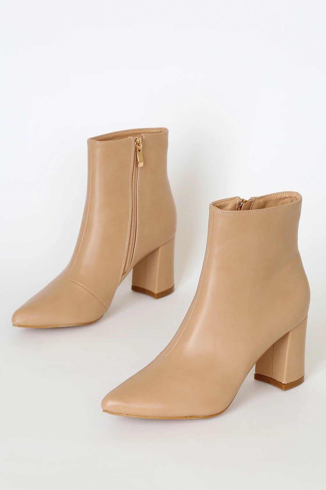 Sarai Light Nude Pointed-Toe Ankle Booties | Lulus (US)