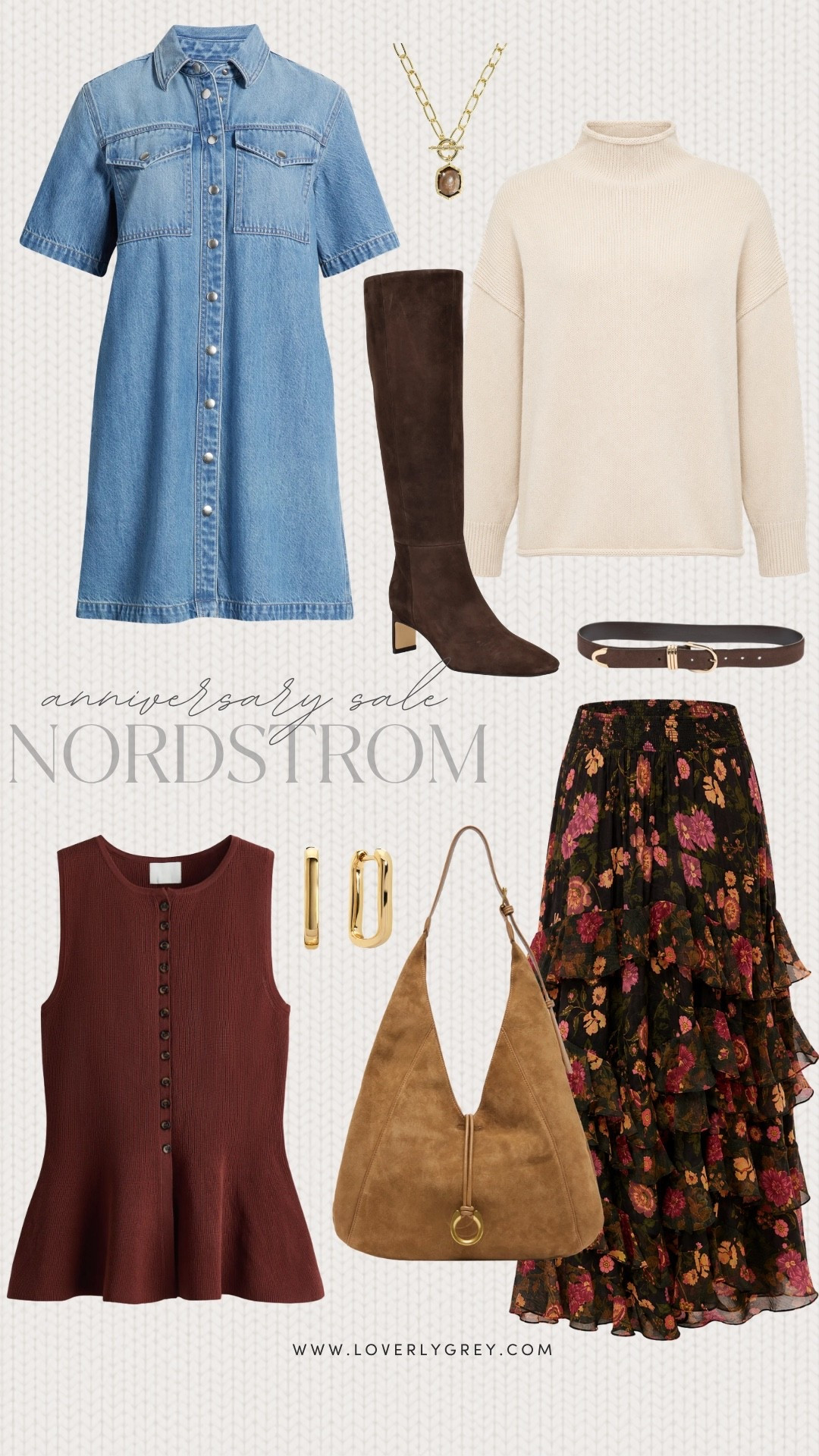Loverly Grey fall must have from the Nordstrom anniversary sale, loving this floral print skirt and denim dress for easy every day looks!