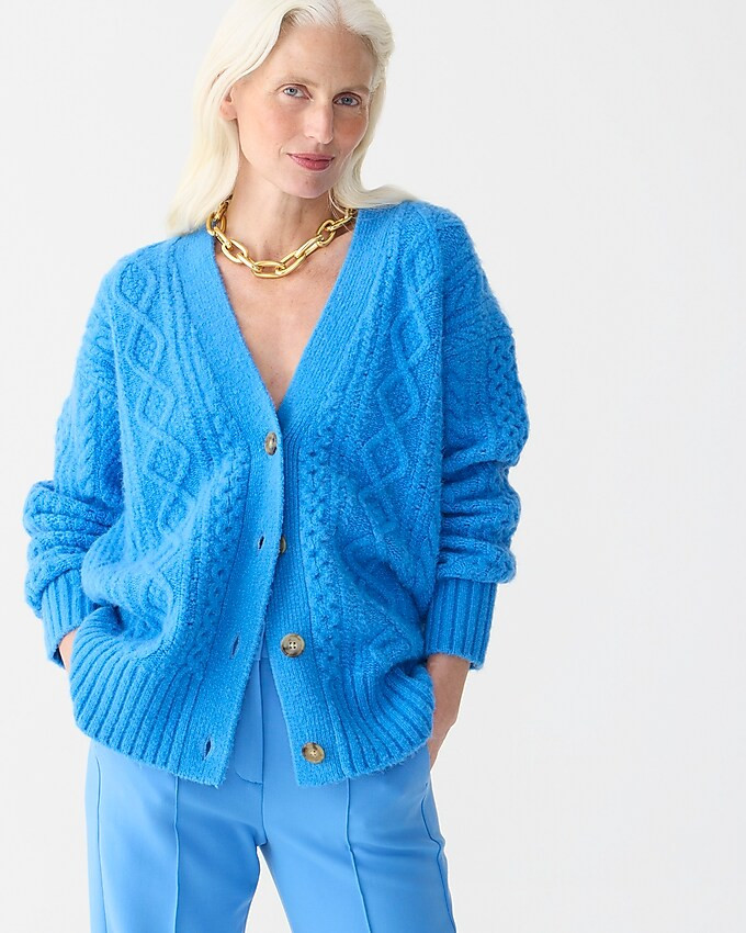 Cable-knit stretch cardigan sweater | J. Crew US