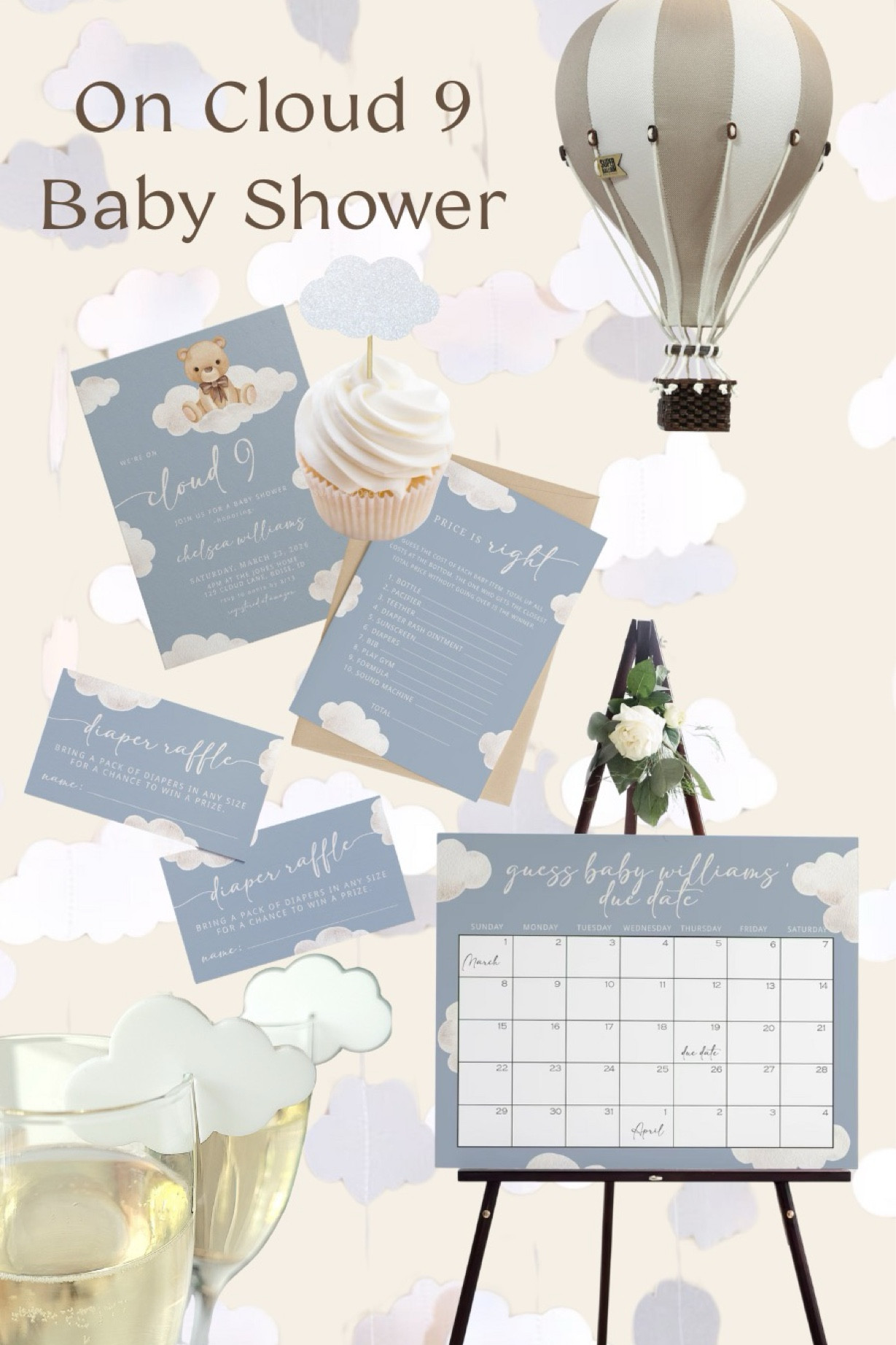 Here’s everything from the cloud 9 baby shower. Invites, diaper raffle card, cloud toppers and garlands. And a personal fav, the most darling hot air balloons! Everything you need! 

#LTKsalealert #LTKparties #LTKbaby