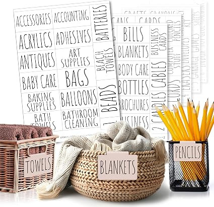 Hygge & Sage Minimalist Household Labels for Organizing - 224 Preprinted Waterproof Sticker Label... | Amazon (US)