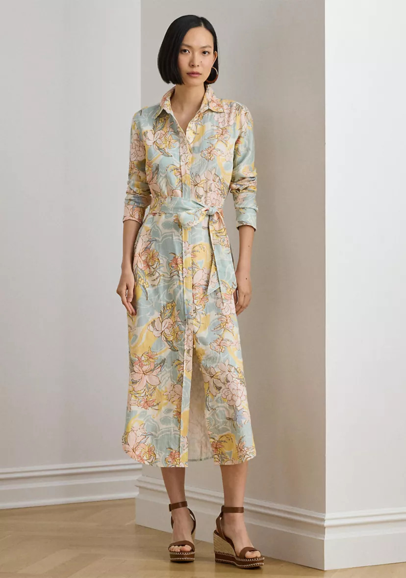 Women's Floral Linen Shirtdress | Belk