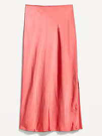 High-Waisted Satin Midi Slip Skirt | Old Navy (US)