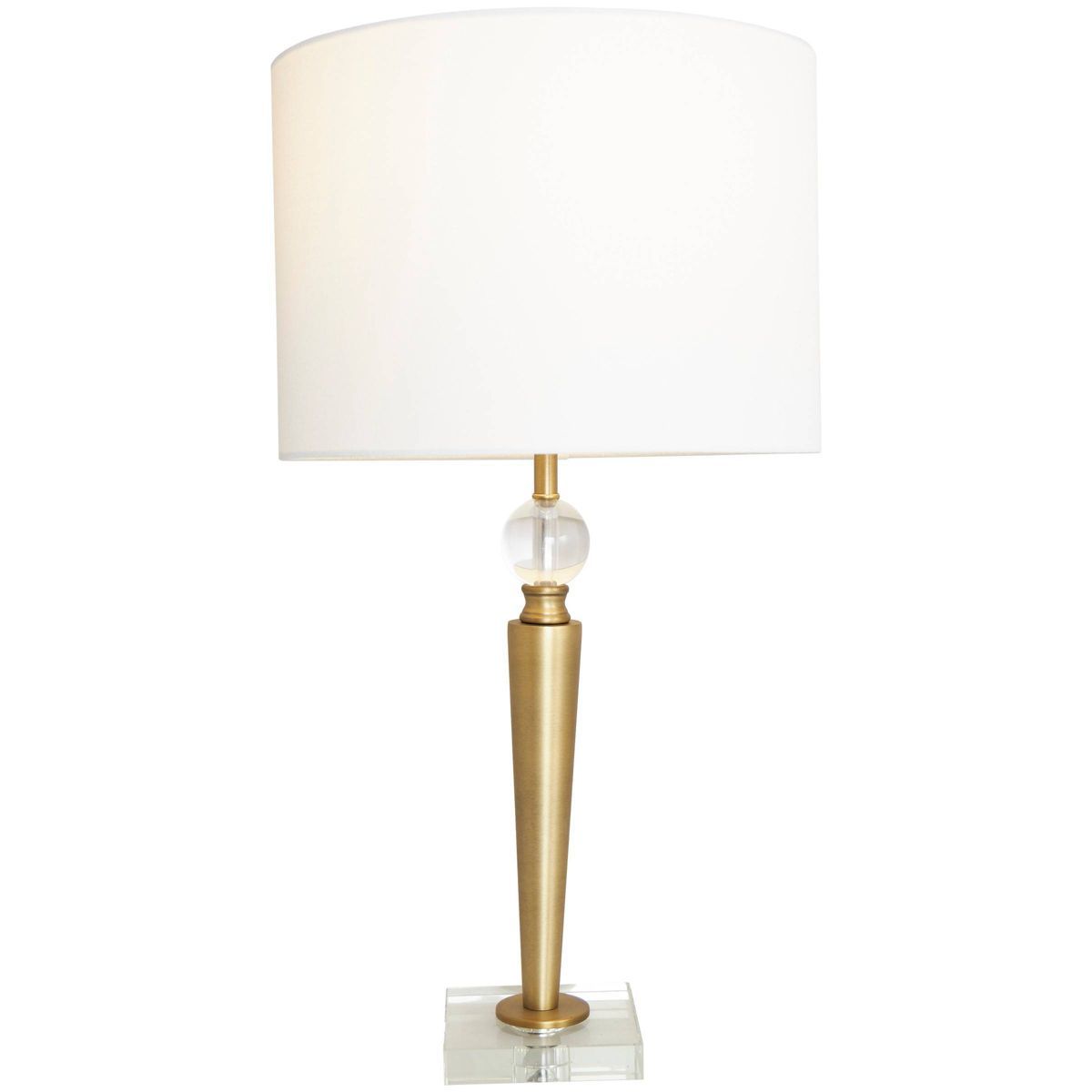 27"x14" Metal Inverted Cone Shaped Accent Lamp with Glass Ball Accent and Square Base Gold - Oliv... | Target