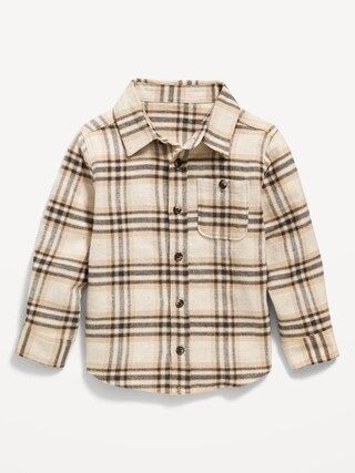 Cozy Long-Sleeve Plaid Pocket Shirt for Toddler Boys | Old Navy (CA)