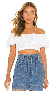 MISA Los Angeles Rita Top in White Paisley Eyelet from Revolve.com | Revolve Clothing (Global)