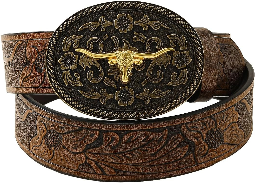 Verdusa Women's Vintage Western Leather Buckle Belt | Amazon (US)