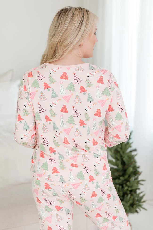Merry All the Way Pink Trees Pajama Top | Pink Lily