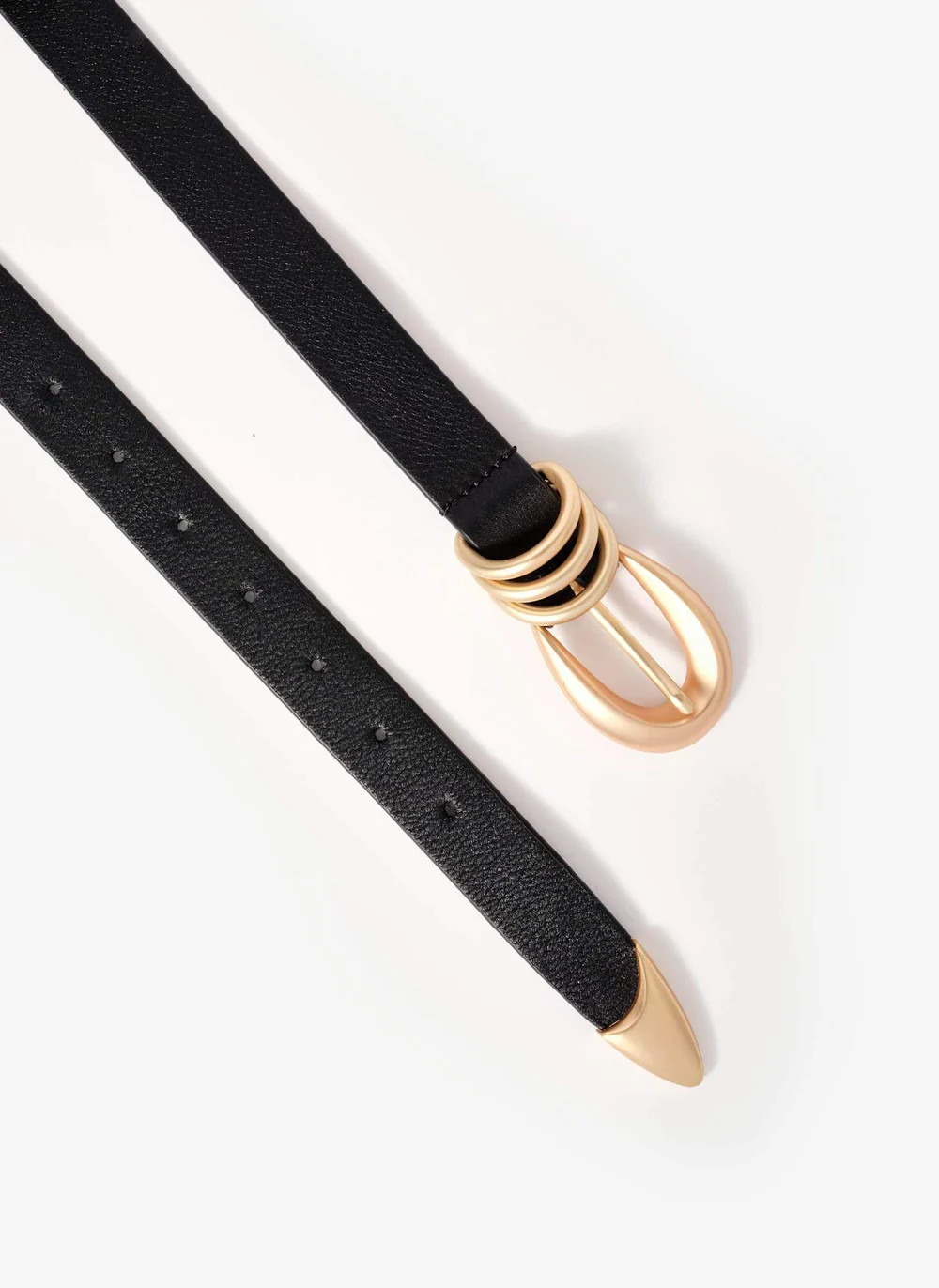 Black Leather Slim Belt | Mint Velvet