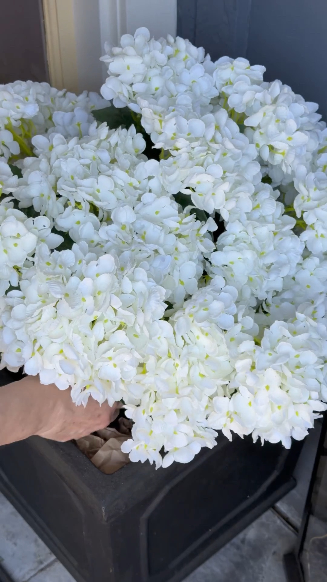 Classic front porch style without the upkeep.
 I wanted hydrangeas out front that would always look pulled together, no matter the season, and this was the simplest way to do it. They give that full, polished look without adding anything extra to maintain.

Shop the hydrangeas and porch details here 🤍
 
🏠 I share real-life decor, home finds, and organization for spaces that are pretty, not perfect. 💫

#LTKSeasonal #LTKHome