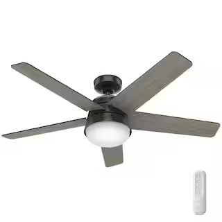 Hunter Tarrant 52 in. LED Indoor/Outdoor Matte Black Ceiling Fan with Light and Remote 51340 | The Home Depot