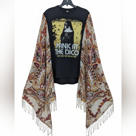 PANIC AT THE DISCO CONCERT Poncho Scarf T-shirt Hand Crafted Upcycled | Poshmark