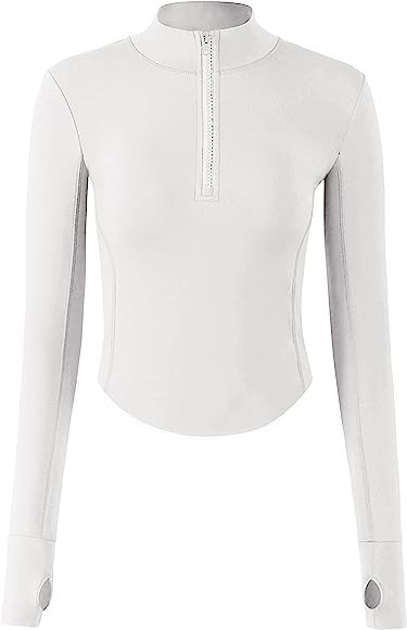 APAFES Women Cropped Black Workout Half Zip Jackets Lightweight Stretchy Athletic Gym Pullover To... | Amazon (US)