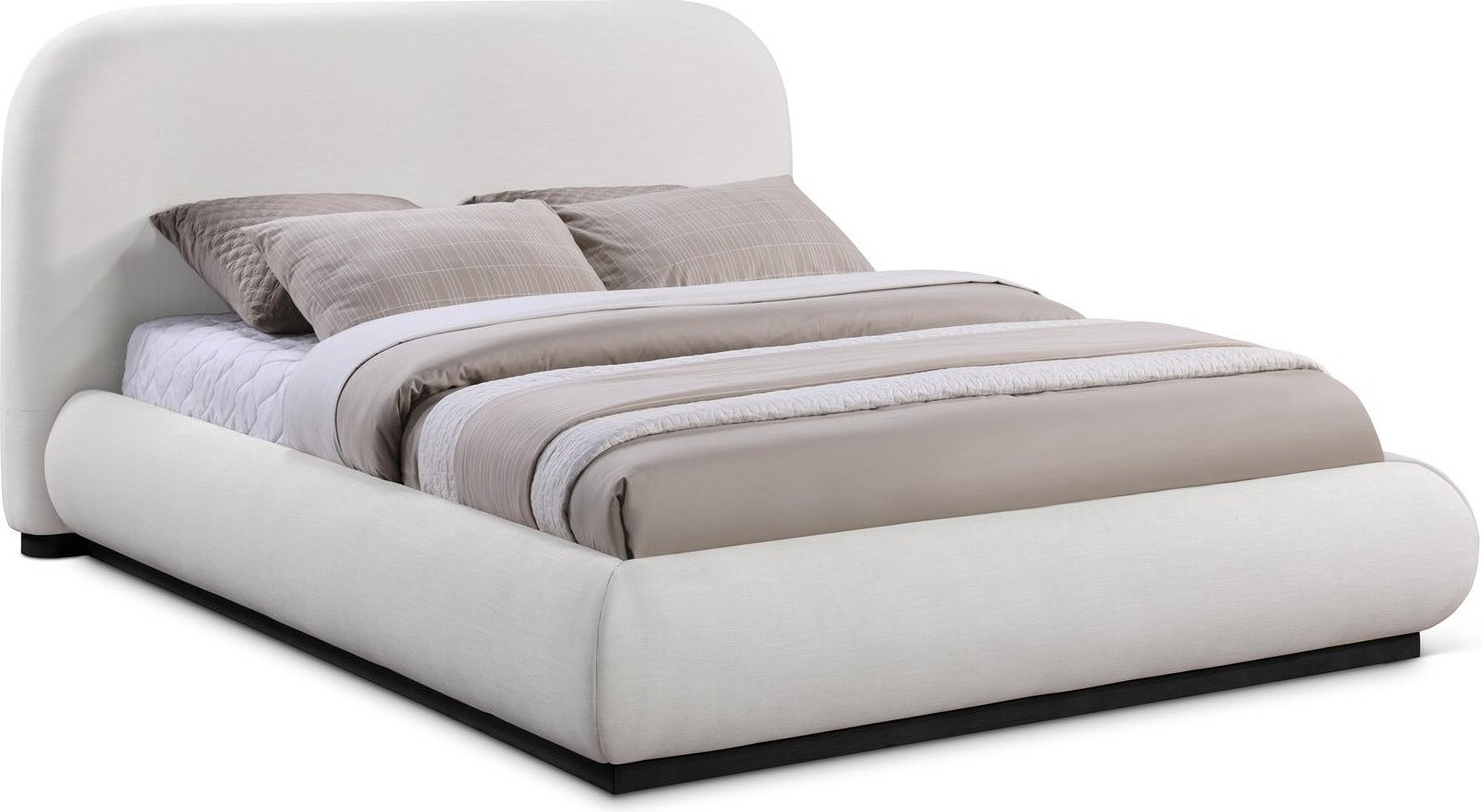 Vaughn Linen Textured Fabric Queen Bed In Cream/Black | 1stopbedrooms