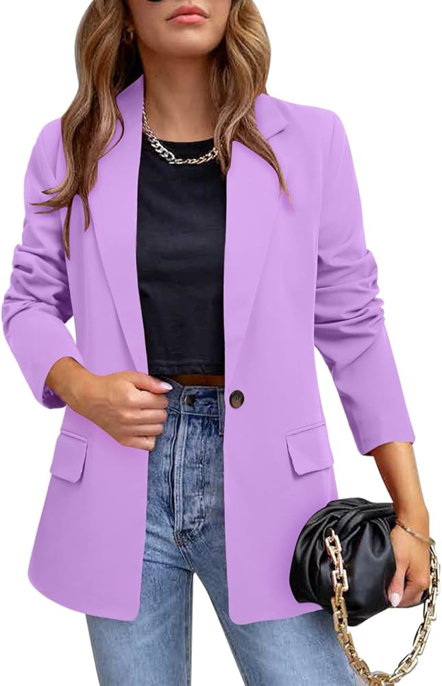 CRAZY GRID Womens Casual Blazer Jacket Long Sleeve Open Front Work Office Blazer Lapel Button Jac... | Amazon (US)