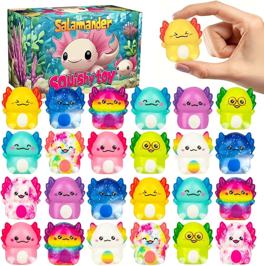 24 Pack Axolotl Slow Squishy Toys Soft Stress Relief Fidgets Toys for Kids Boys Girls Party Favor... | Amazon (US)