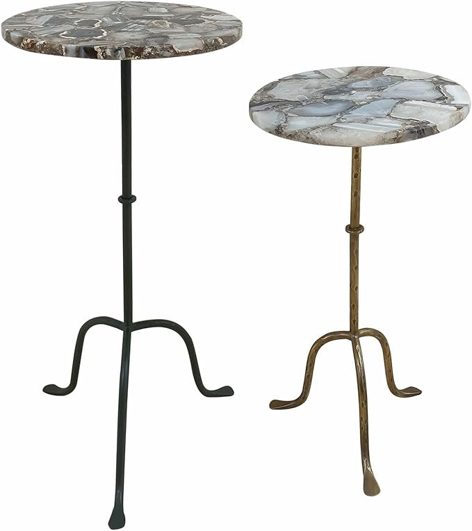 East at Main Agate Stone Cocktail and Martini Tables Set of 2 – Handcrafted Accent Tables with ... | Amazon (US)