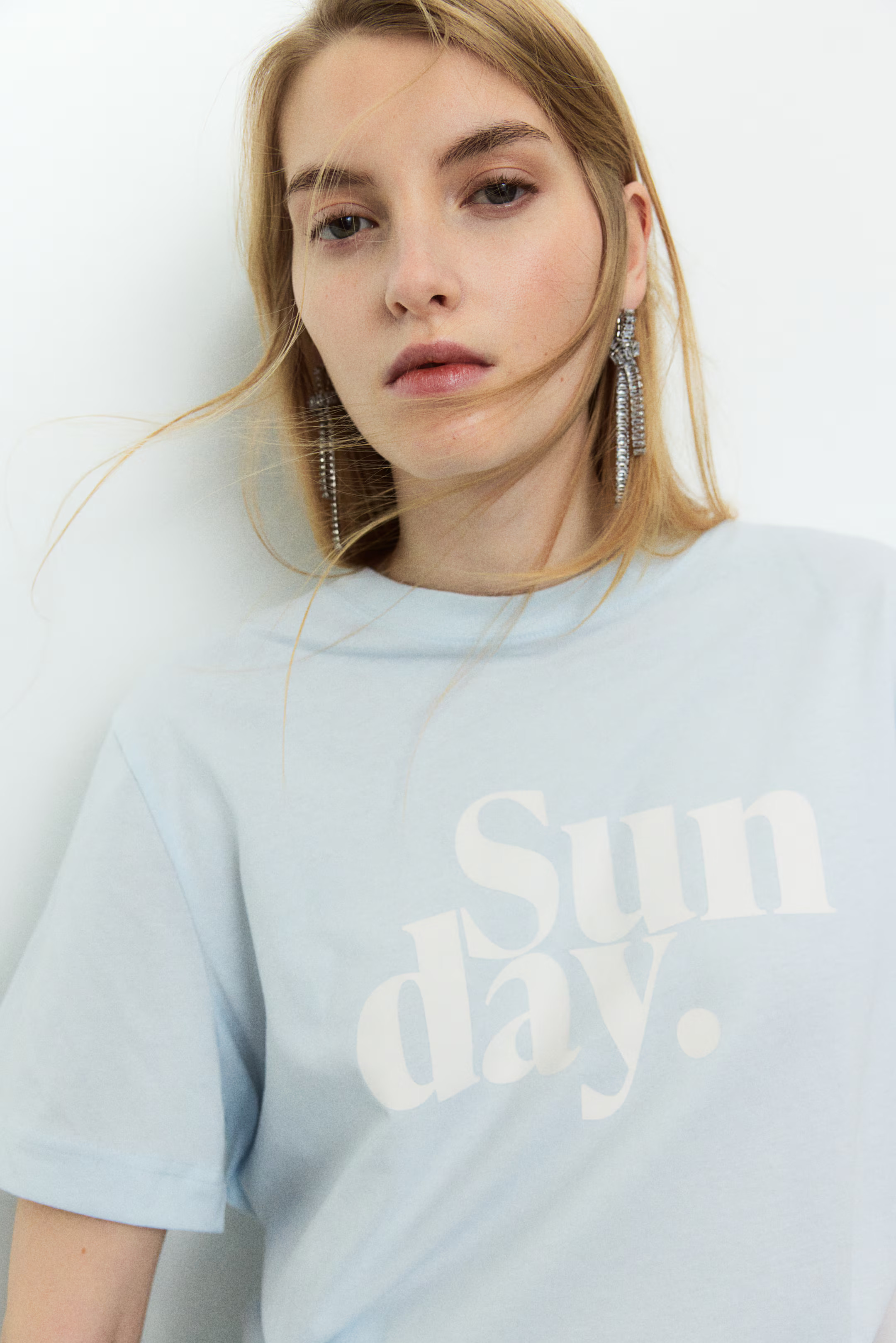 Printed T-Shirt - Light blue/Sunday - Ladies | H&M US | H&M (US + CA)