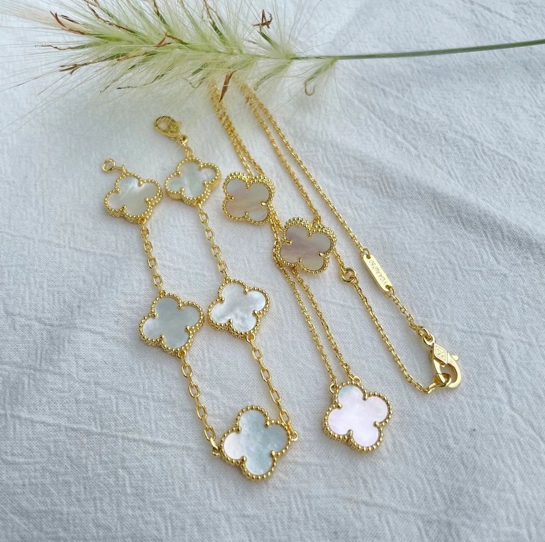 Charming Four Leaf Clover Jewelry Sets, 18K Gold Plated, 925 Sterling Silver, Bracelet, Necklace,... | Etsy (US)