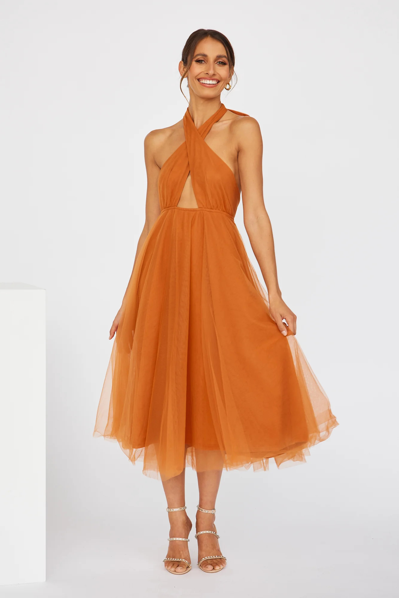 Little Tulle Much Midi Dress Orange | Hello Molly (AU)