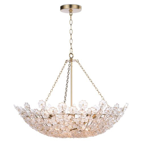 Charlotte Glass Floral Chandelier, Natural Brass | One Kings Lane