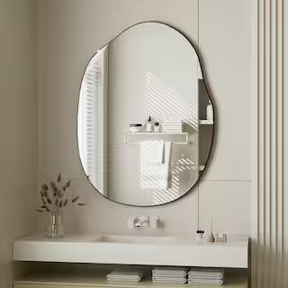 GLSLAND 26 in. W x 37.8 in. H Irregular Bathroom Vanity Mirror Wall Mirror A26378NIG3 - The Home ... | The Home Depot