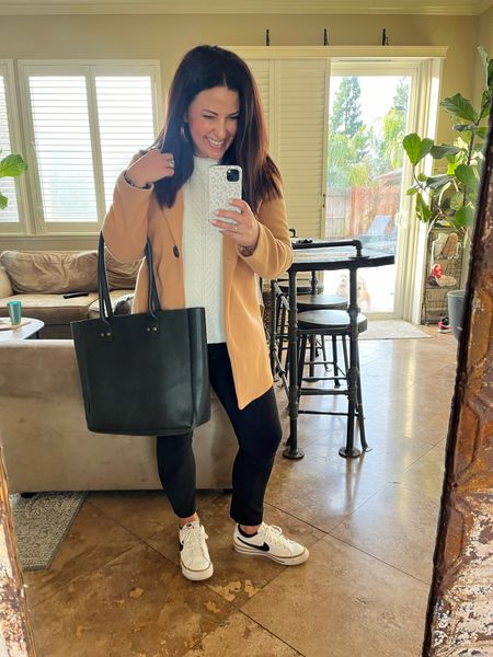 I know I said I’m trying to wear more color, but I still love my neutrals! Slim black pants, cream sweater, camel jacket, and Nike Court Legacy sneakers for an easy, put together casual workwear look. 

Teacher outfit
Petite style
Casual Friday


#LTKworkwear #LTKstyletip #LTKover40