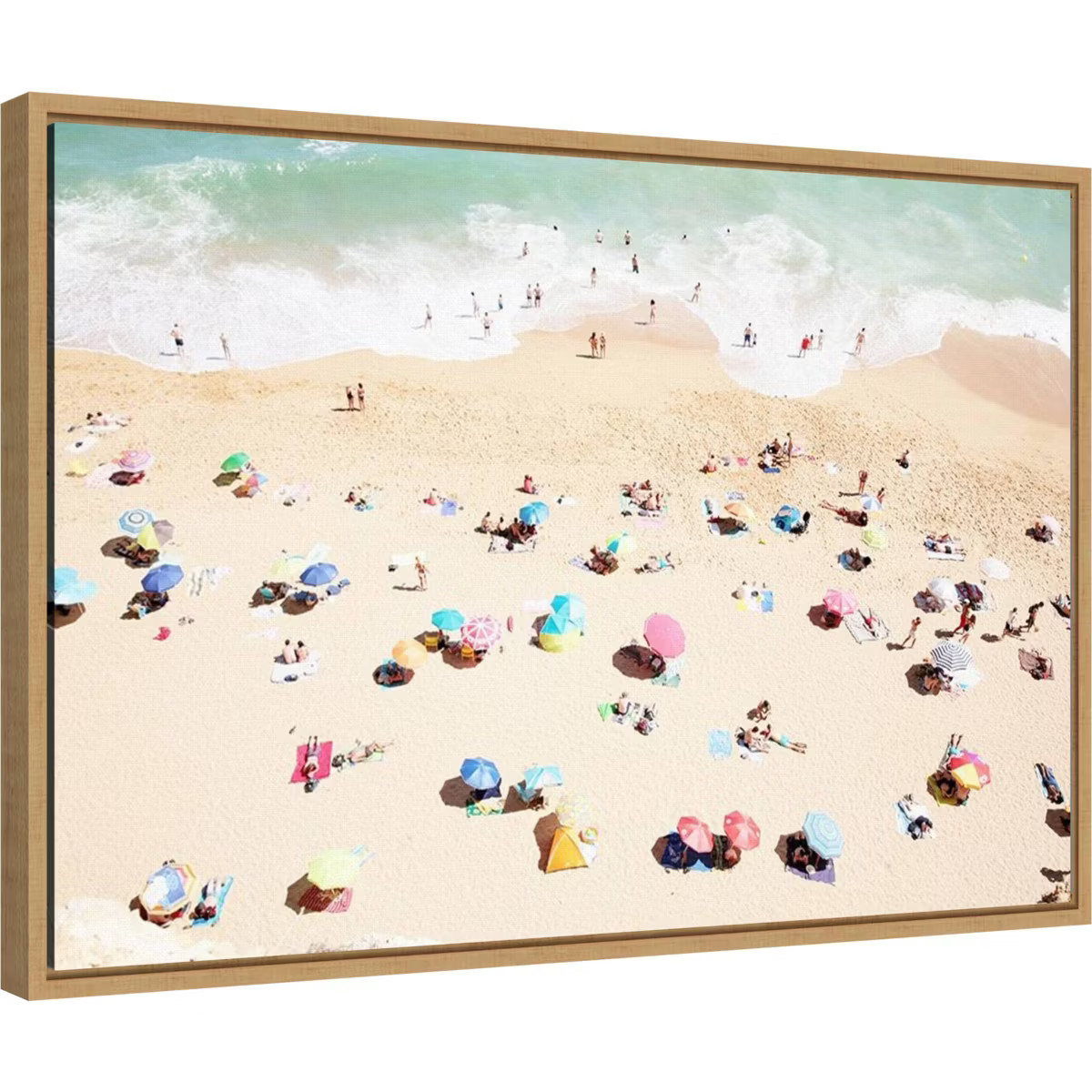 23" x 16" Seaside 1 Beach by Carina Okula Framed Canvas Wall Art - Amanti Art: Aerial Beach View,... | Target
