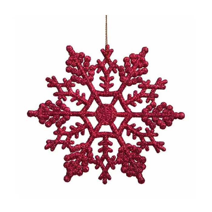 Northlight 24ct Glitter Snowflake Christmas Ornament Set 3.75" - Berry Red | Target