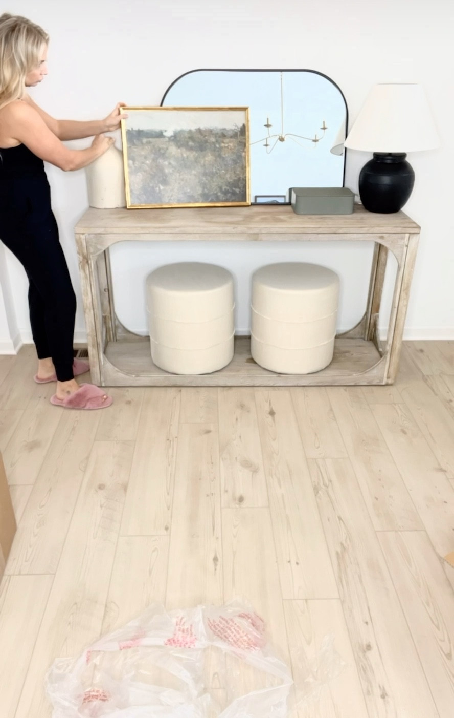 Come stage my console with me! Joss and Main console, entryway console, studio McGee furniture, decor, lamp, lighting, light fixture, pottery, vase, decorative boxes, target, wayfair, modern, Scandinavian, pour, ottoman, oil painting, gold frame, mirror.

#LTKsalealert #LTKhome #LTKunder100