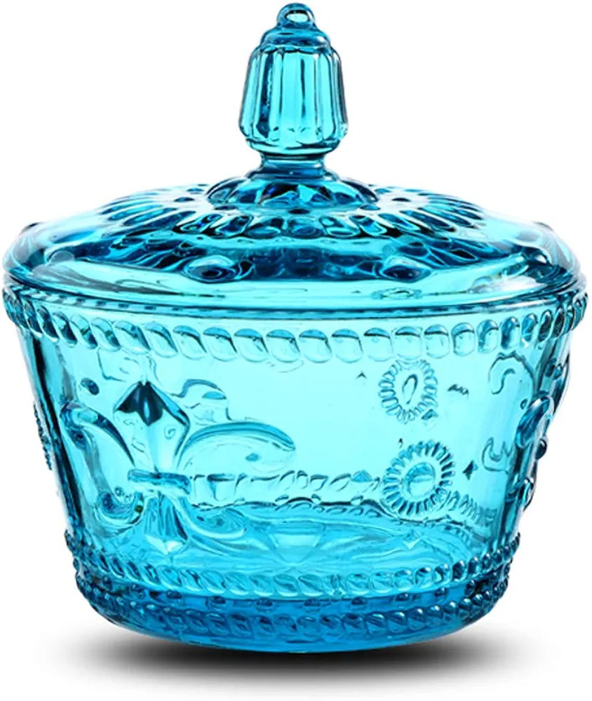 European Retro Nostalgic Three-Dimensional Relief Color Glass Jar Candy Jar Seasoning Jar With Li... | Amazon (US)