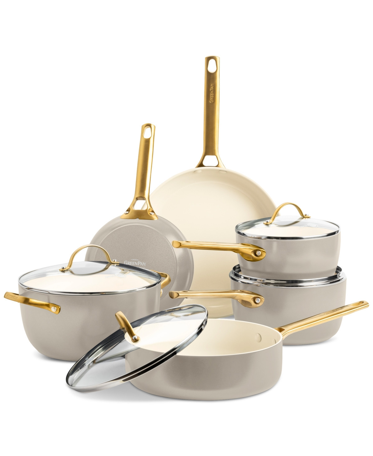 GreenPan Padova Healthy Ceramic Nonstick Cookware Set, 10 Piece - Taupe | Macy's